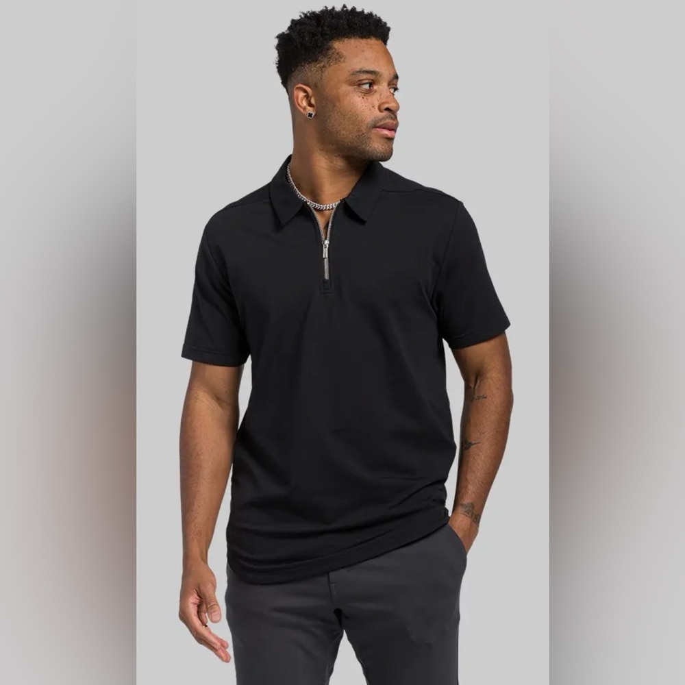 BYLT Basics Vuori Men’s Lux Zip Short Sleeve Polo Shirt Small S Black